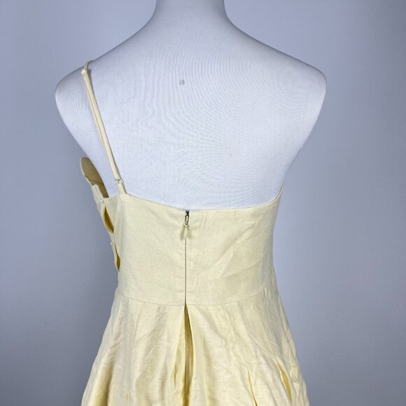 NWOT Farm Rio Lea One Shoulder Off-White Linen Blend Mini Dress Size L 3D Petal - Picture 8 of 14
